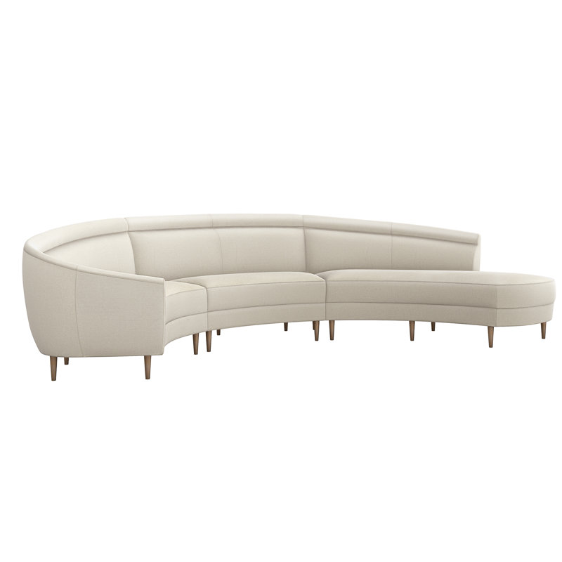 Capri Upholstered Curved Sectional, Right Hand Facing, Icy Gray, Pearl 100% Polyester