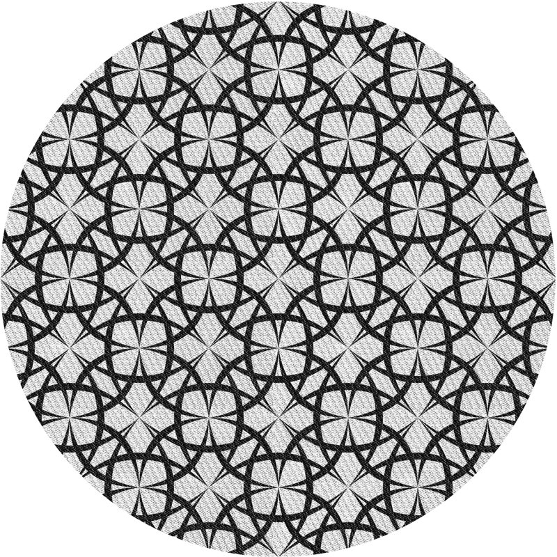 Tapis gris/noir tissé à la machine, Rond 8 pi
