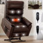 Fauteuil inclinable brun à double moteur en cuir avec fonction de position infinie avec fonction de levage électrique avec télécommande électrique, avec fonction de chauffage avec fonction de massage et mécanisme de mouvement robuste-1733589888