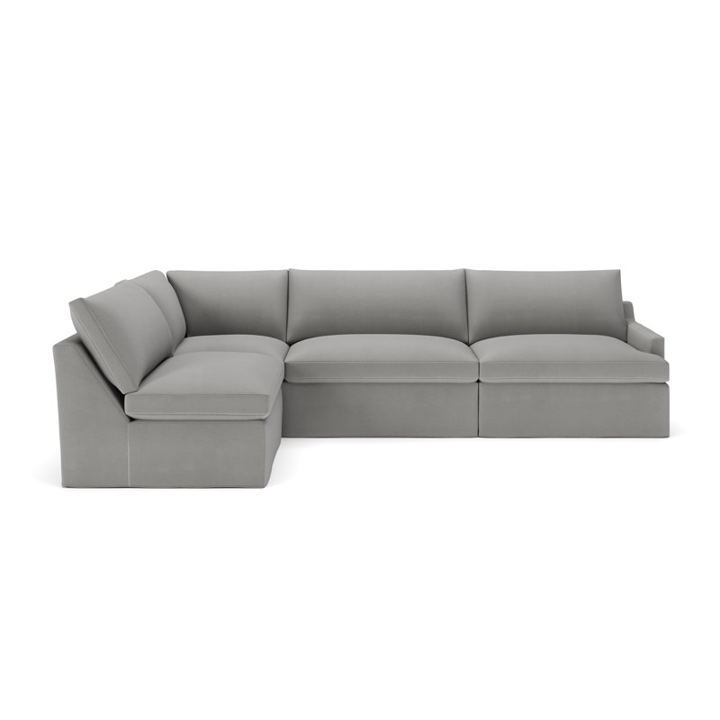 Canapé modulaire 4 pièces Wrenley, Toile gris clair Bayou, Orienté à gauche (vu de face)