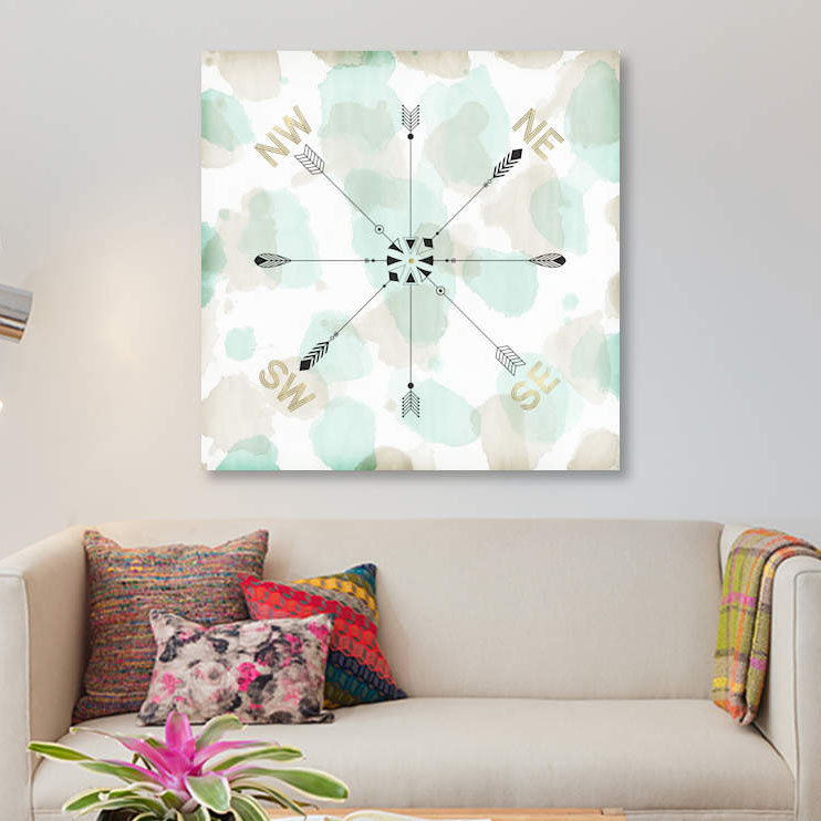« directions i », impression sur toile, H 37 po x l 37 po x P 1,5 po, Pas de tapis, Toile tendue