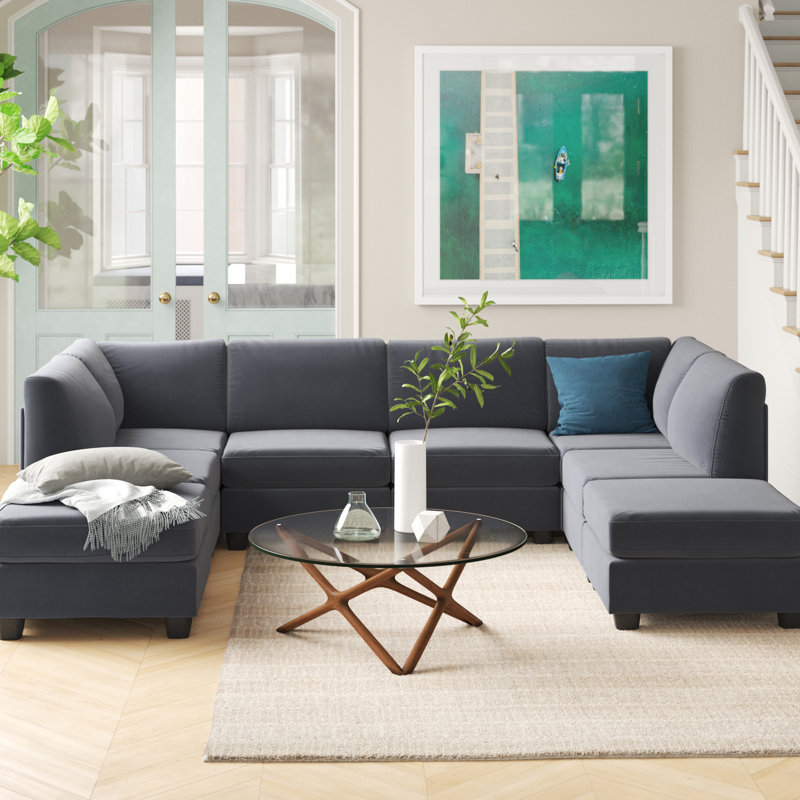 Alayaa 120" Wide  Symmetrical Modular Corner Sectional with Ottoman