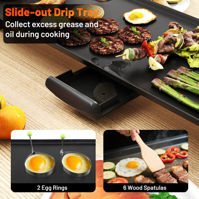 Luch 83cm W x 24cm D Portable Indoor/Outdoor Use 01 - Burner Countertop Electric Grill
