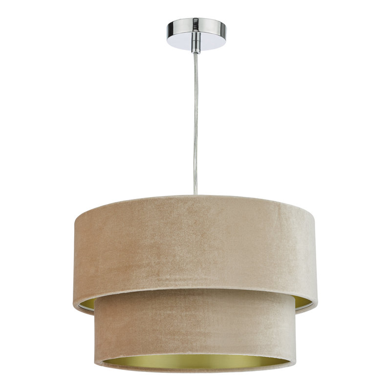 Bengte 1 - Light LED Drum Pendant, Taupe/Gold