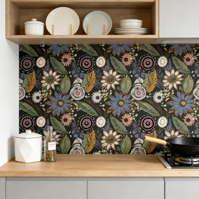 Boho Peel And Stick Wallpaper - Vintage Floral Self-Adhesive Contact Paper, Removable & Waterproof Vinyl For Walls, Furniture, Cabinets & Shelves