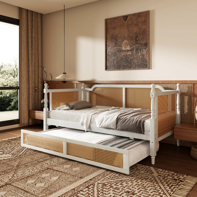 Traditional Style Twin Size Daybed With Twin Size Trundle For Limited Space, Guest Room, No Box Spring Needed