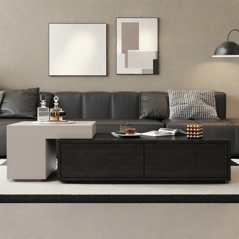Table basse de style luxueux, H 11,8 po x L 43,3 po x l 27,6 po, Noir / vert menthe