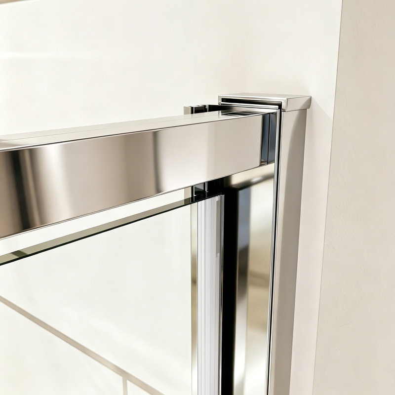 Privdr Ajustement de la largeur de la porte de douche pivotante avec cadre pivotant de 56 à 60 po x H 71 po sans découpe en verre trempé transparent de 1/4 po