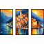 «Amalfi Coast, Italy At Twilight», encadrée sur toile par 3 pièces par V2 Design Co., peinture-88317245
