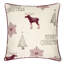 Housse de coussin Merry Christmas Renne rouge, lin blanc cassé 20 po