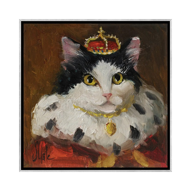 Chat royal - reproduction d'art murale - toile encadrée, 26" x 26", Framed Canvas, Silver