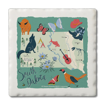 South Dakota Home 4-Pack Tumbled Tile Stone Coasters