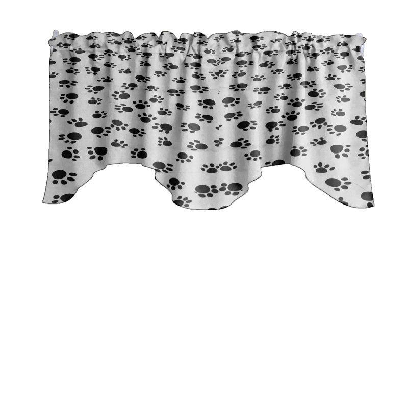 Cantonnière festonnée Paw Print, Blanc