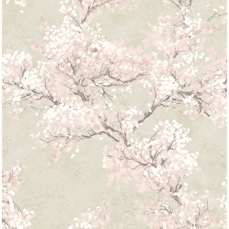 Alaster 18' L x 20.5" W Peel and Stick Wallpaper Roll, Beige/Rose