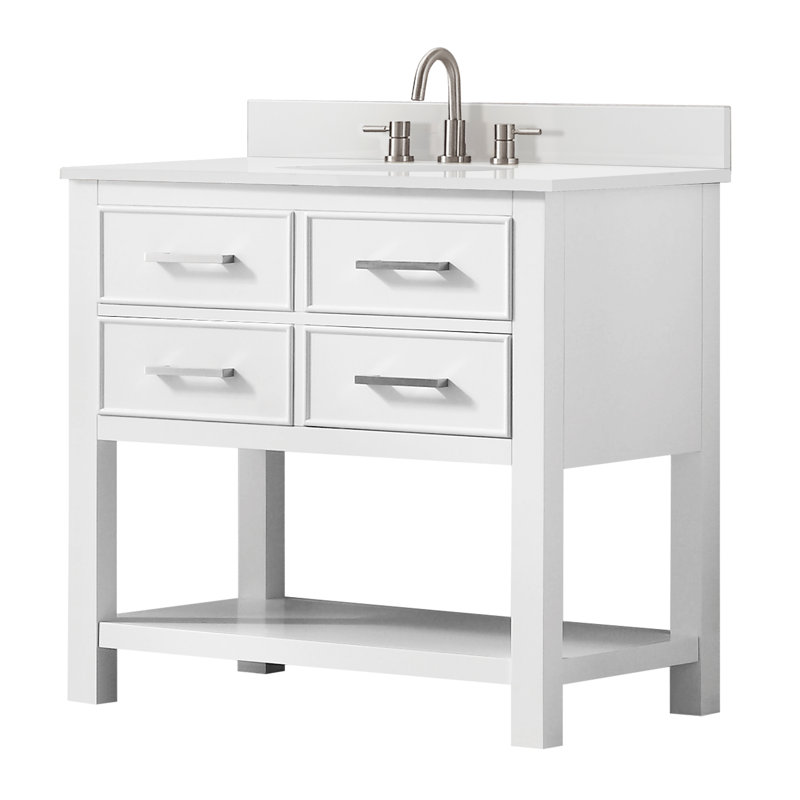 Brooks 36'' W Single Vanity, Carrera White, White