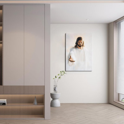 Jesus Canvas Wall Art, Christian The Hand Of God Wall Decor Painting, Religion Bible Pictures Posters Prints For Church Prayer Room Living Room Home D