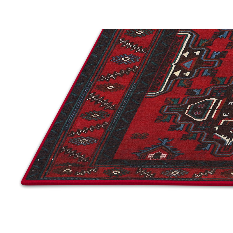 Tapis rouge/brun/beige traditionnel Brattleboro, Rectangle 6 pi x 9 pi
