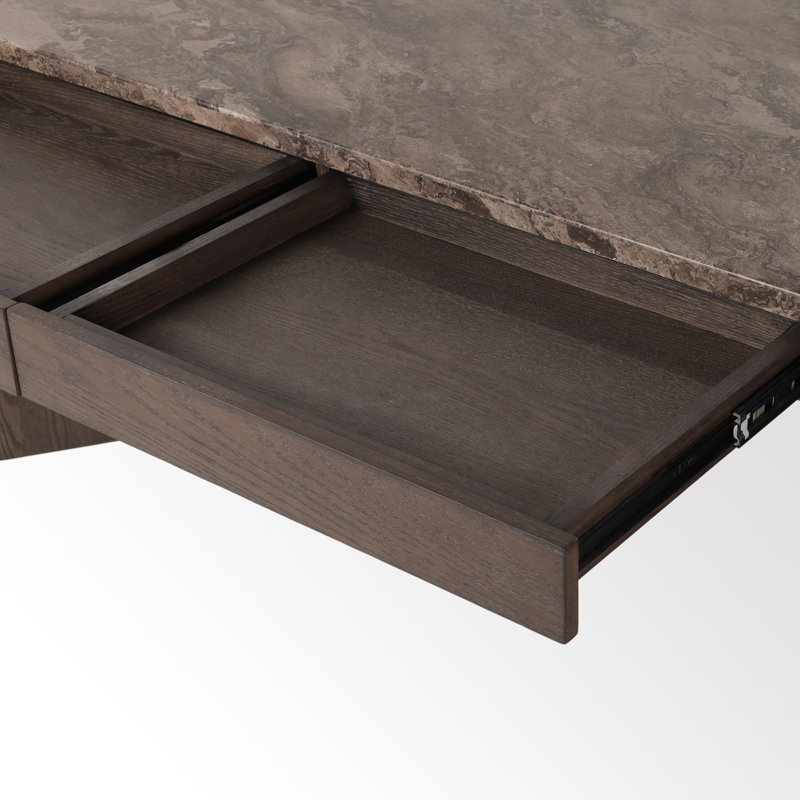 Lawson Writing Desk, Warm Grey Marble/Brown