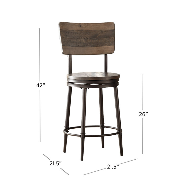 Tabouret de comptoir et de bar Birdsall, Tabouret de comptoir (siège d'une hauteur de 26 p, Brun