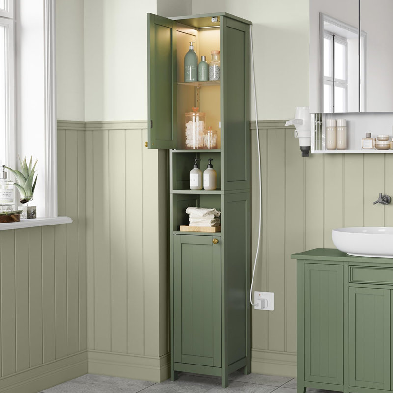 Armoire de rangement mince pour salle de bain, Vert
