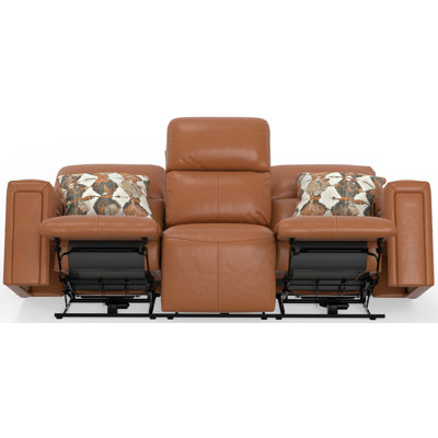 Hartt Italian Leather Match Zero Gravity Power Reclining Sofa with Power Adjustable Headrest and Extra Extension Footrest