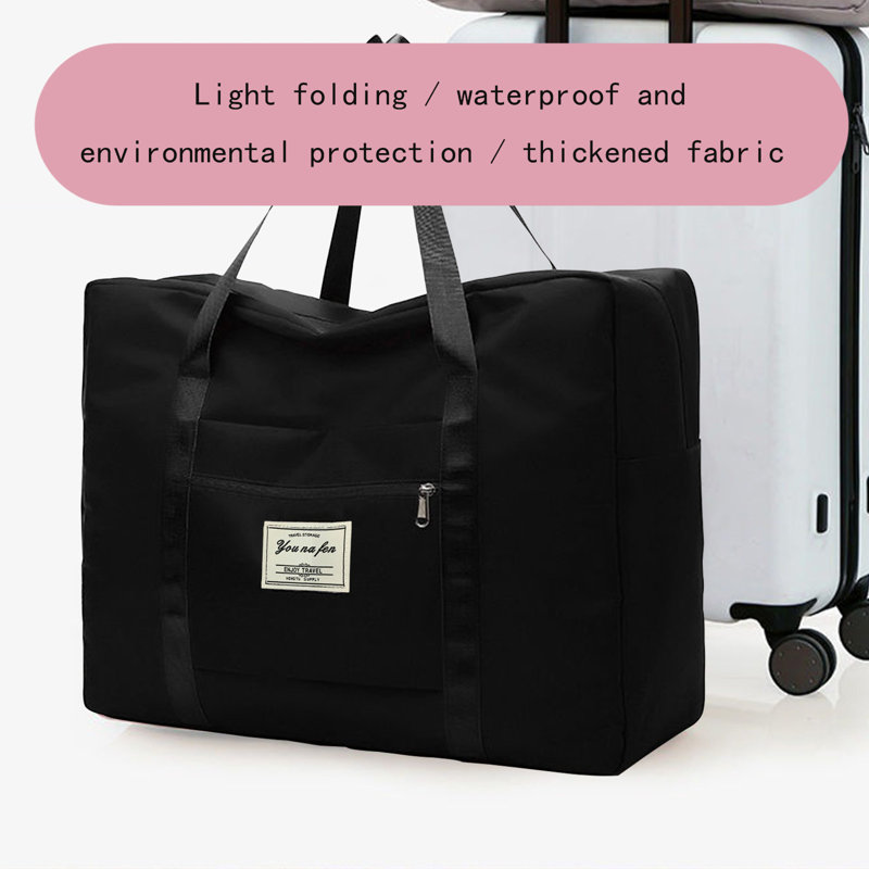 Sac fourre-tout de voyage pliable pour le voyage, 9.84" H x 5.91" W x 0.79" D, Black