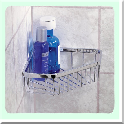 AquaGleam Chrome Shower Corner Basket