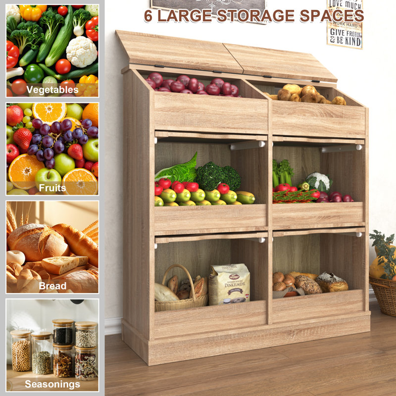 Bac à pommes de terre, étagère à fruits et légumes, armoires de rangement des aliments, armoire à collation, Blanc / Brun