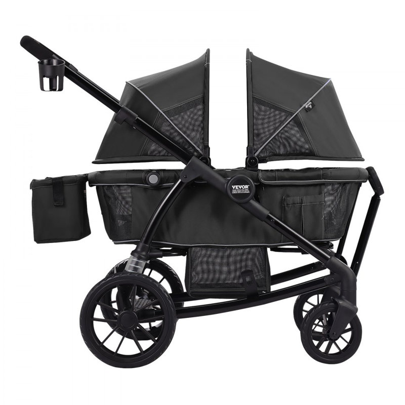 VEVOR Foldable Multi-Child Stroller with Storage, Black