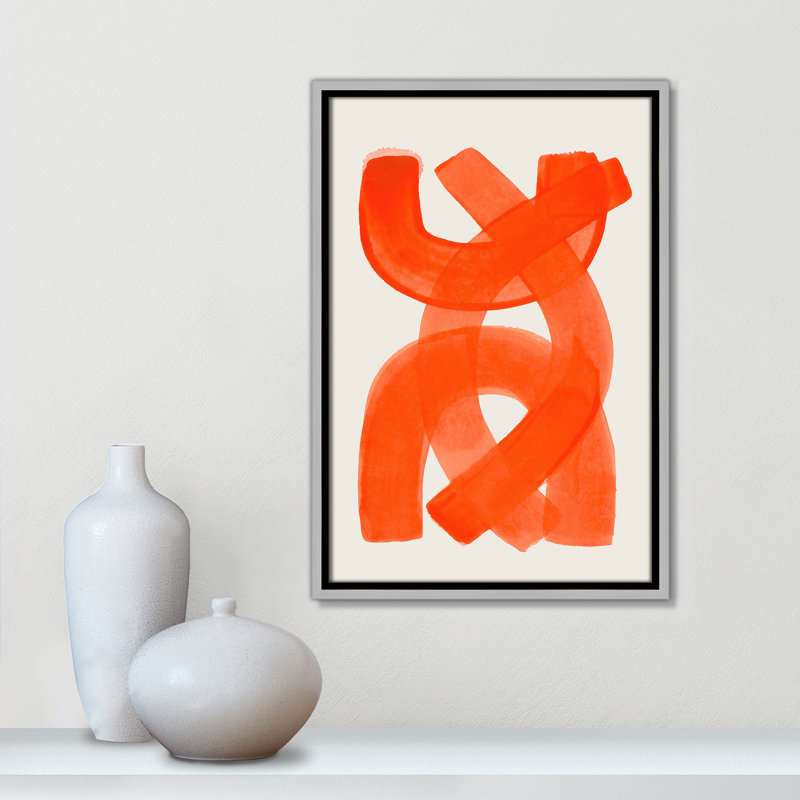 «Orange Strokes Print» par Haniff, Toile avec cadre, Flottant argent, L 13,5 po x H 19,5 po
