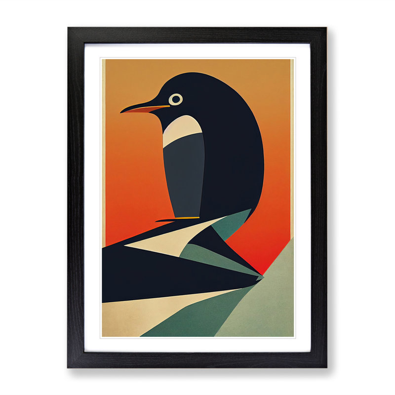 Modern Abstract Penguin No.1 - Framed Print, Black, 64cm H x 46cm W