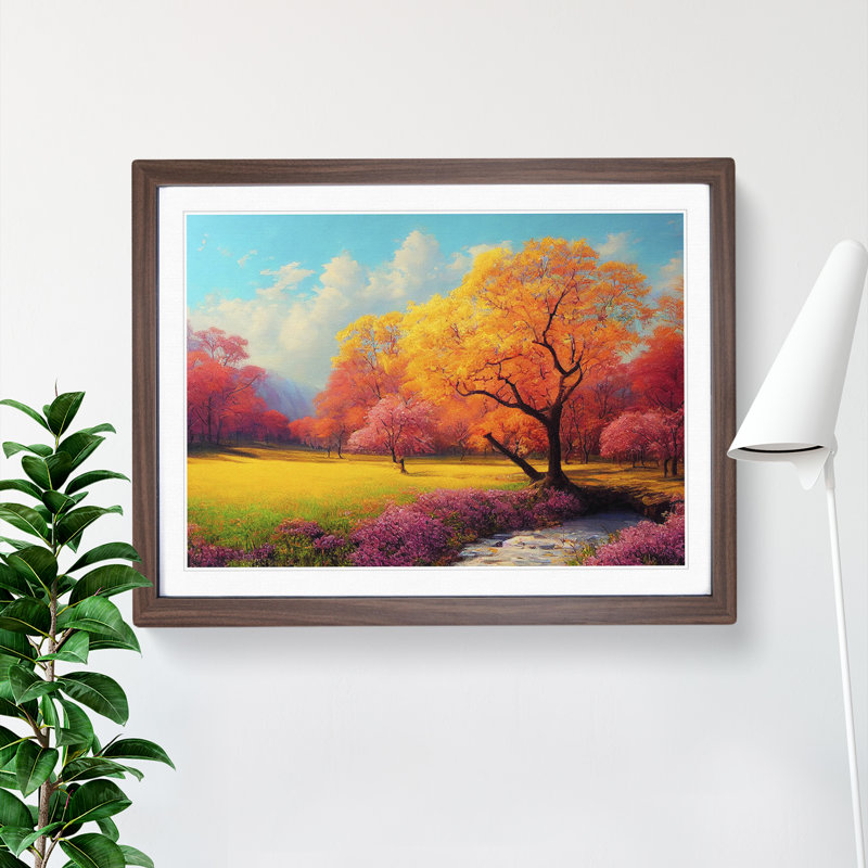 Spring Forest Landscape Vol.1 - Framed Print, 34cm H x 46cm W x 2cm D, Walnut