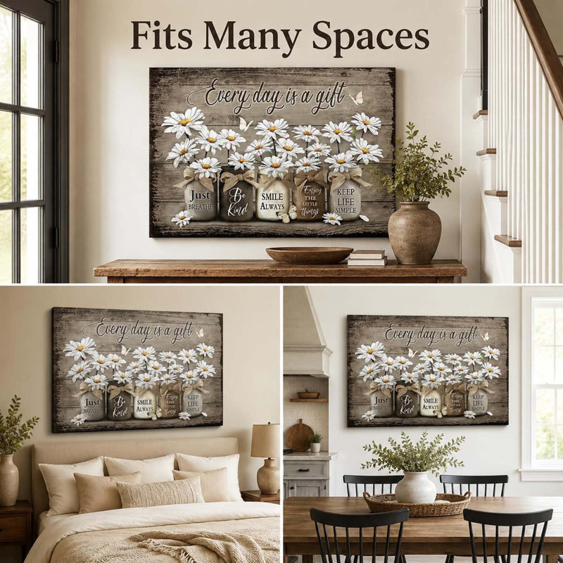 Daisy Bathroom Canvas Wall Art 30x40cm, 30cm H x 40cm W
