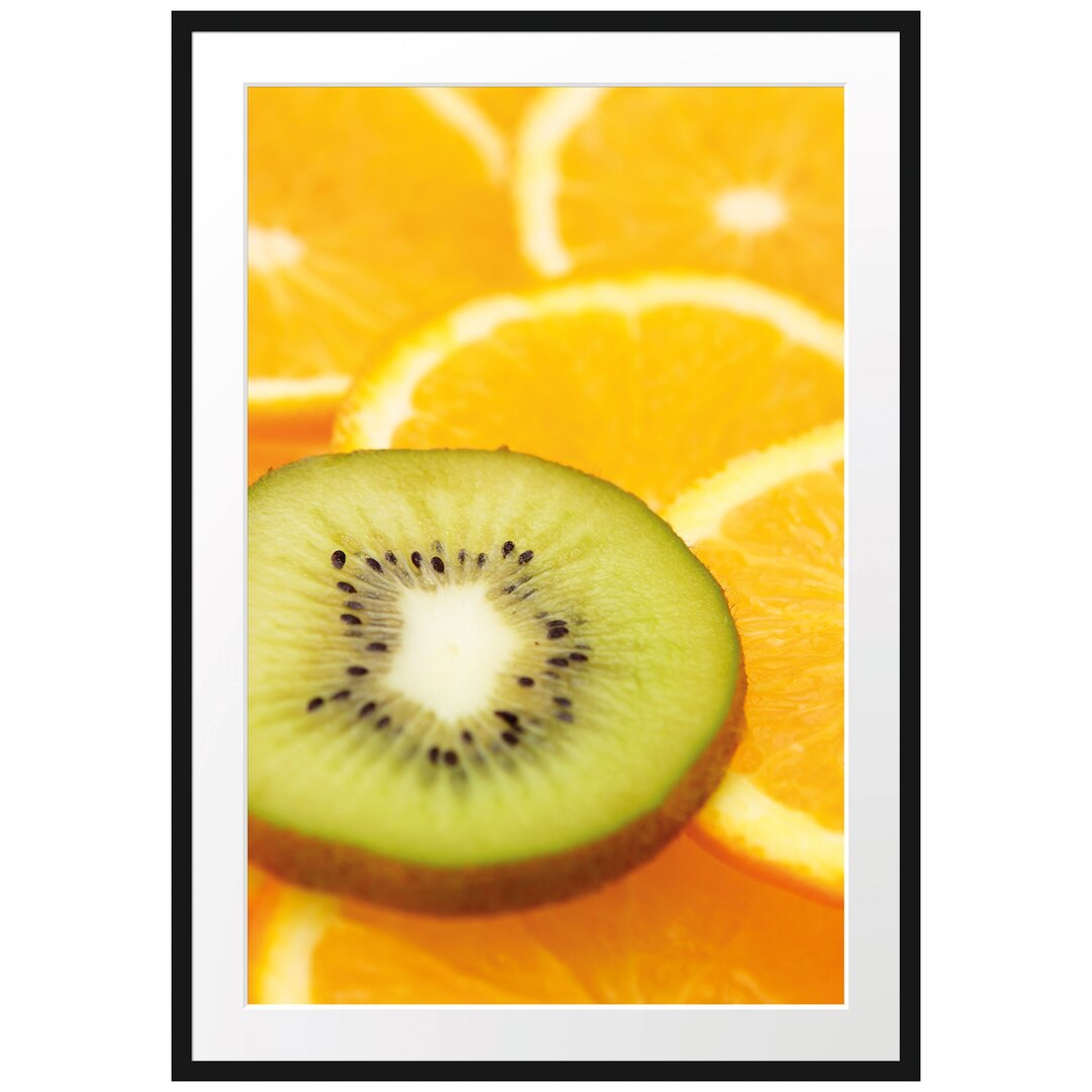 Gerahmtes Poster Kiwi und Orangenscheiben