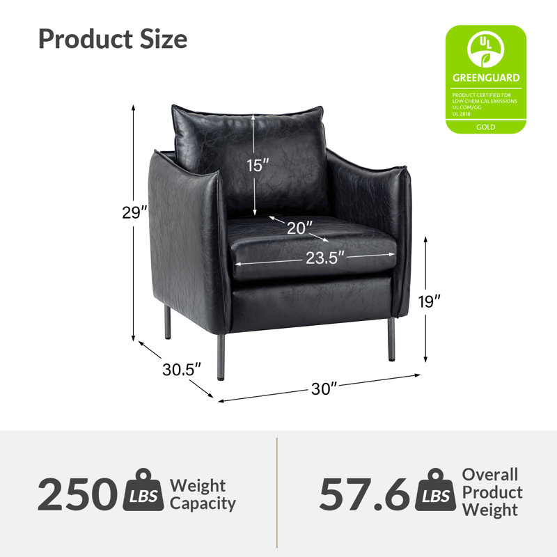 Fauteuil Paolo, Similicuir grainé noir