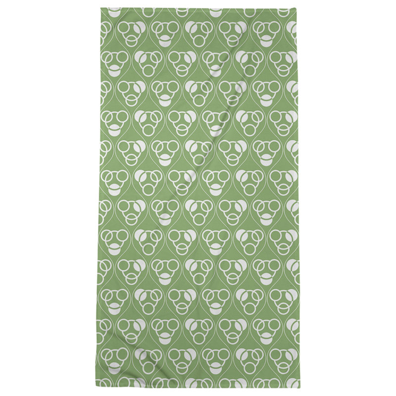 Serviette de bain à motif de cercles et de vagues Classic, Vert/blanc