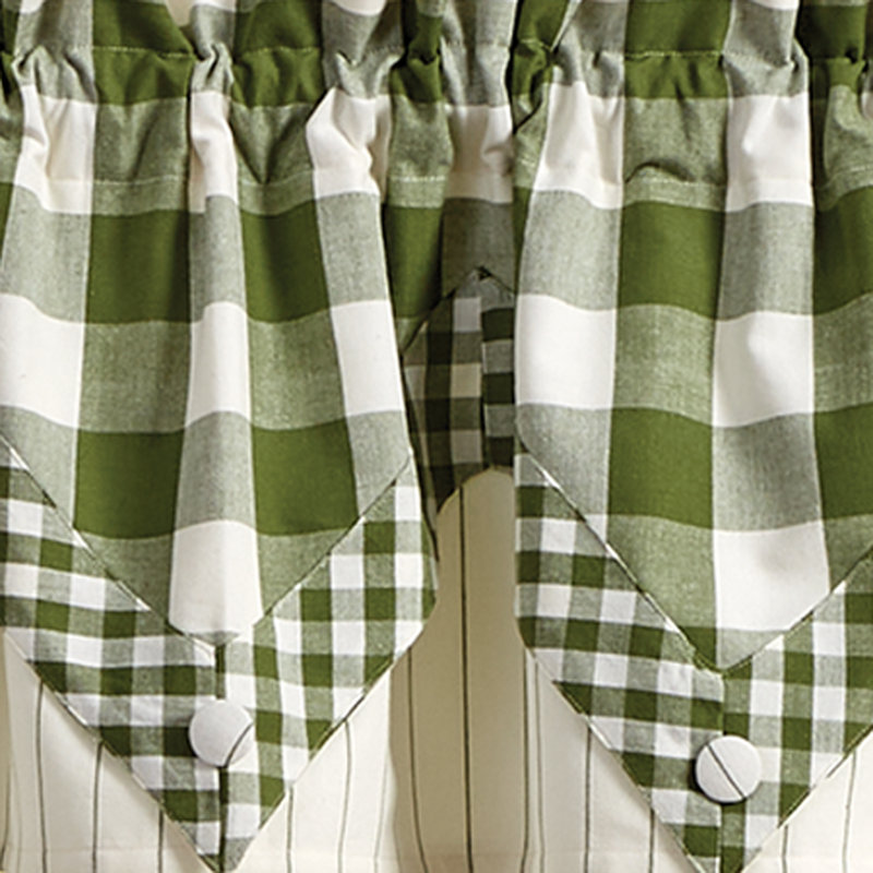  Buffalo Check Lined Point Sage Valance 72x15, Green