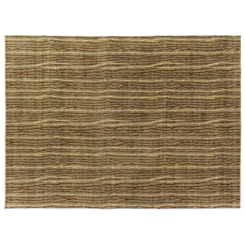 Metropolitan Wool Striped Area Rug in Beige/Brown/Ivory, Rectangle 5'6" x 8'6"