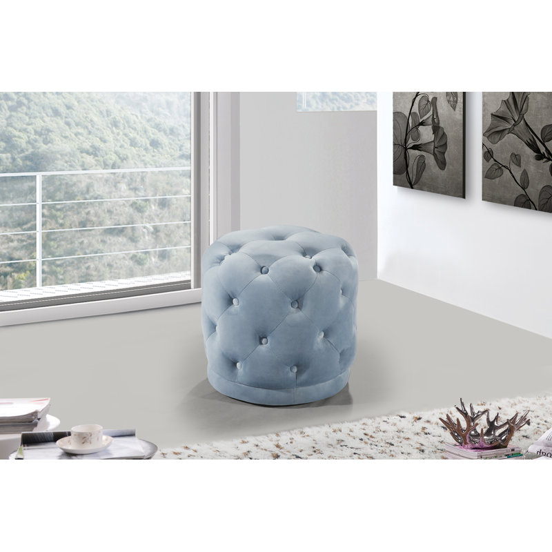 Repose-pieds de 18 po Olivios, Velours bleu ciel