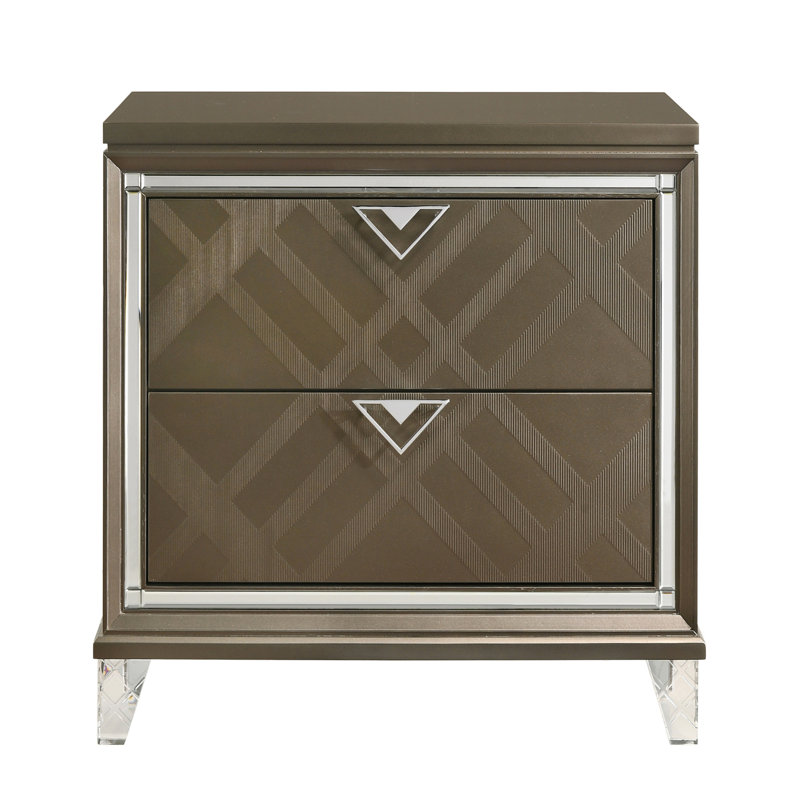 2 tables de chevet champagne foncé avec un intérieur pratique et élégant