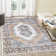 Machine Washable Rug Low Pile Rug Bohemian Tribal Bedroom Rug Stain Resistant Ultra-Thin Non-Slip Distressed Carpet for Living Room