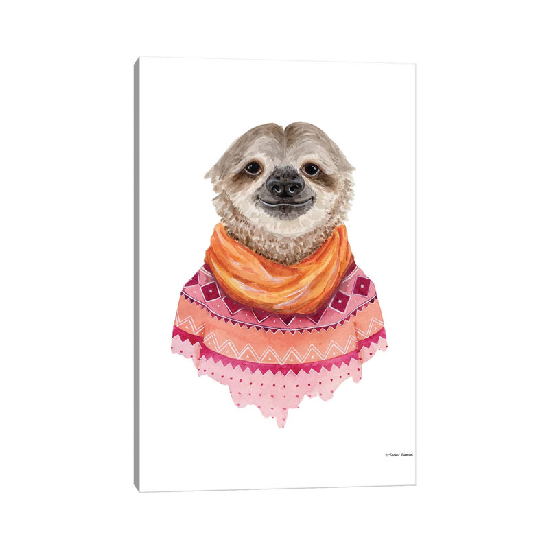 Sloth In A Sweater by Rachel Nieman - Wrapped Canvas Gallery-Wrapped Canvas Giclée, 66.04 cm H x 45.72 cm W x 1.91 cm D