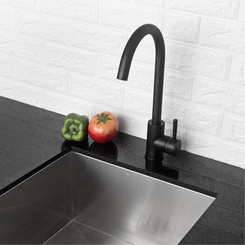 Matte Black Kitchen Sink Faucet With Single Handle - 304 Stainless Steel Construction, 360 Rotatable Spout, Rust And Corrosion , Easy Daily Cleaning, Simple Installation, 1.75 Gpm Max Flow, Includes