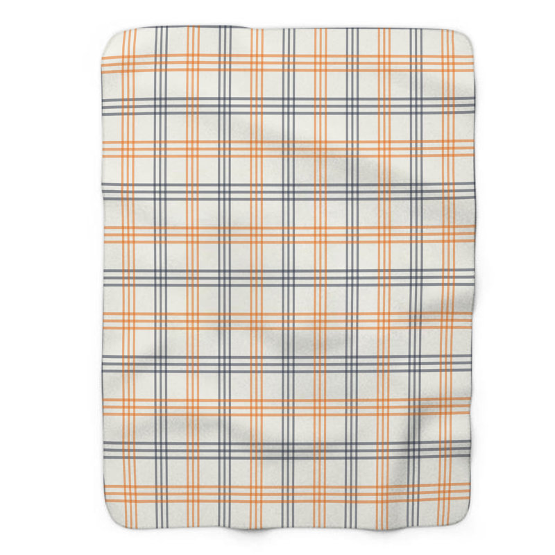 Blocs marine et orange - couverture sherpa de qualité supérieure 1 pièce, Lit simple
