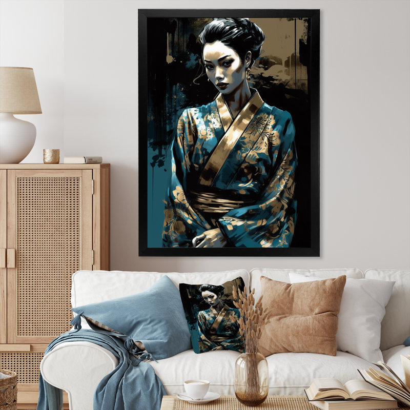 «Japonaise, modèle féminin II», impression sur toile, Cadre photo noir, H 20 po x l 12 po x P 1 po