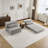 Compression Mahjong Sofa,Convertible Floor Sofa Bed,DIY Boneless Modular Sectional Sofa,No Assembly Required,Circle Fleece Fabric,Oversized 2 Seater With 2 Pillows,Light-Grey-701924991