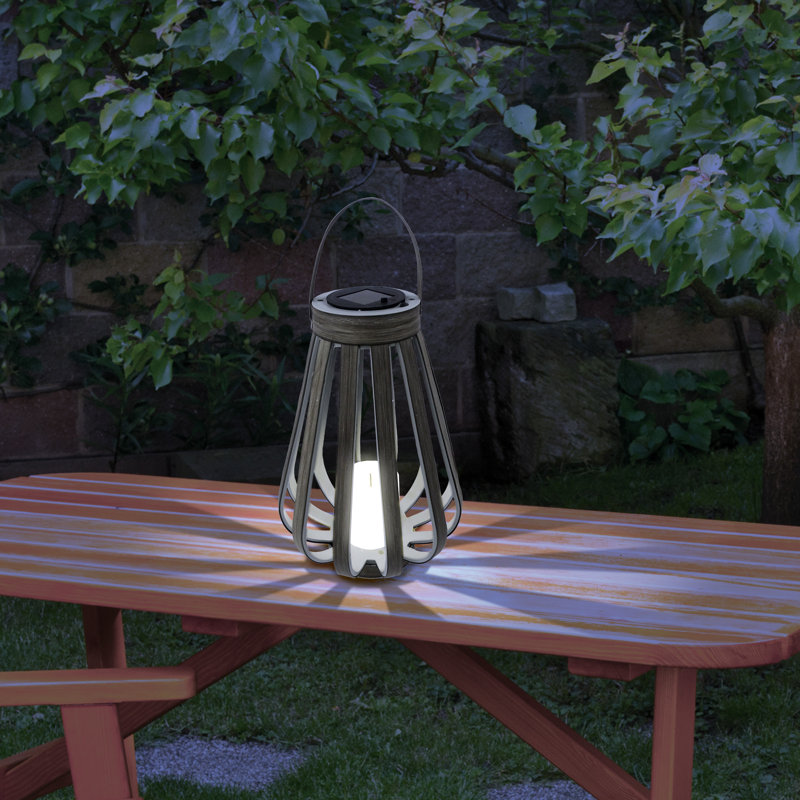 Gray Solar Decorative Plastic Lantern with LED Light, 18" Height