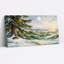 Arbre enneigé pin vert avec chien endormi, art de Noël vert au clair de lune-601371203
