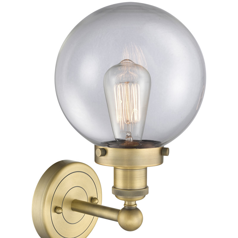 Chalkhill Armed Sconce, Clear, Brushed Brass
