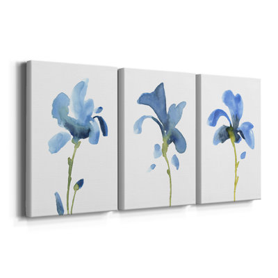 Striking Blue Iris IV  -Custom Wrapped Gallery Canvas - 3 Pieces